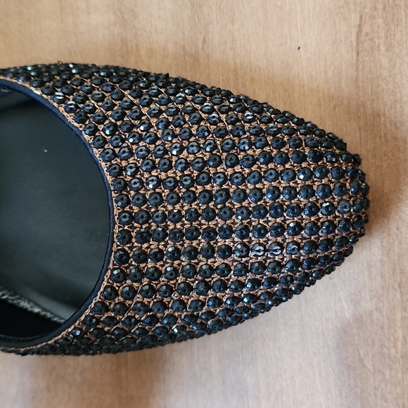 Beverly Feldman 7.5 black sparkly slingbacks - Picture 2 of 7